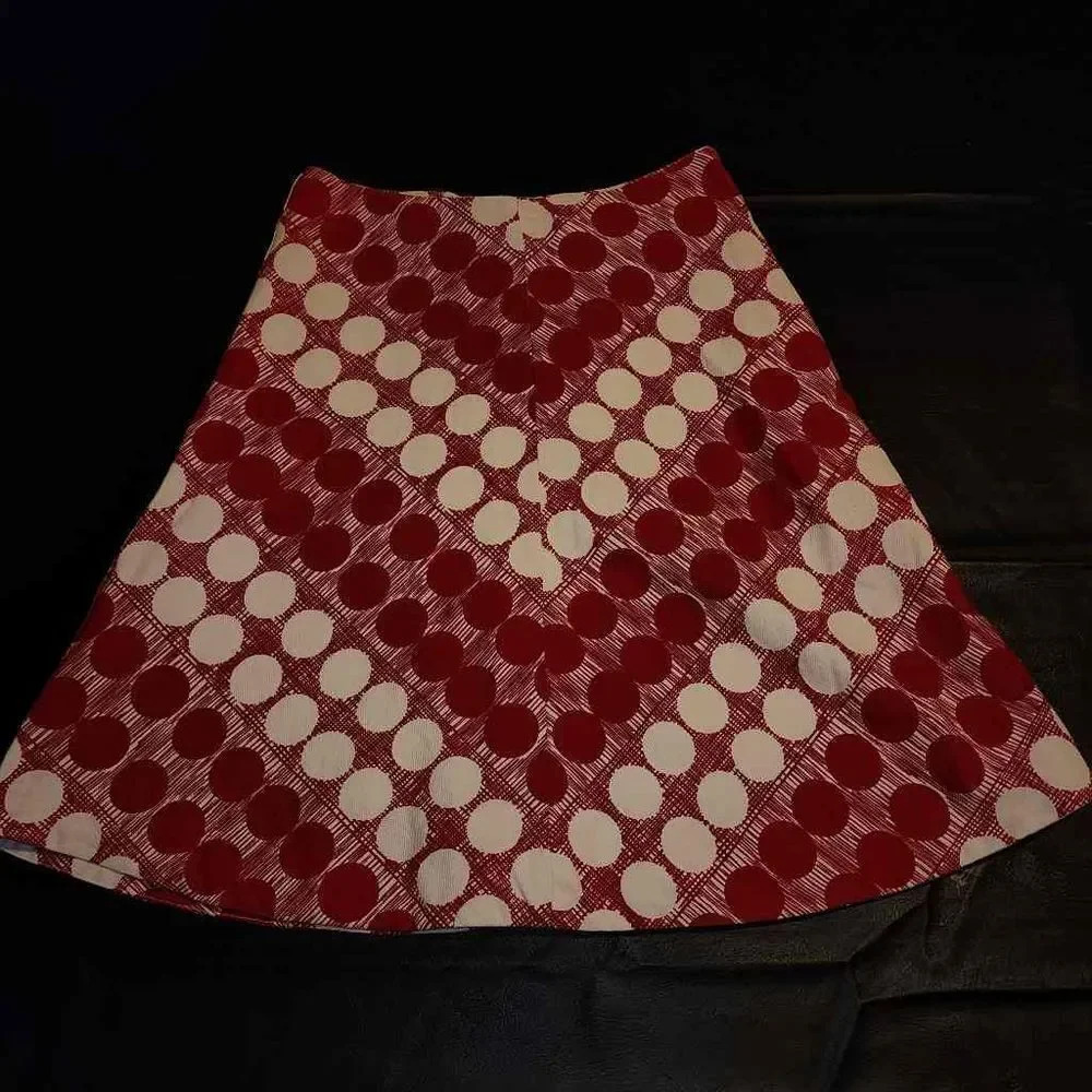 Elevenses Anthropologie Womens Red White Circle Skirt 4
